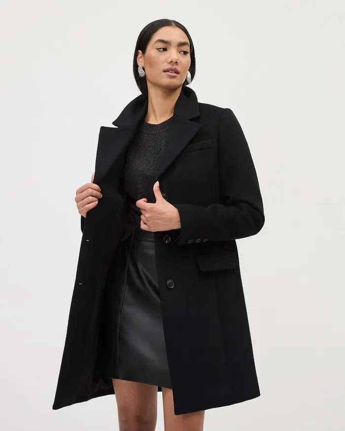 RWandCO Coats and Jackets Classic ThreeButton Closure Wool Coat Black 8211 Women RWandCO Coats and Jackets Classic ThreeButton Closure Wool Coat Black 8211 Women