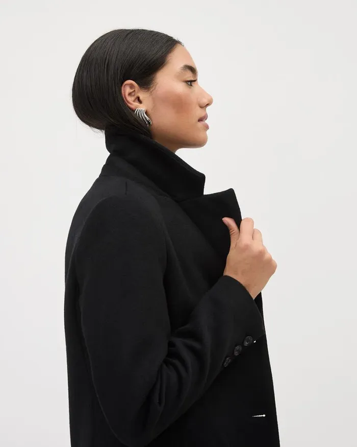 RWandCO Coats and Jackets Classic ThreeButton Closure Wool Coat Black 8211 Women RWandCO Coats and Jackets Classic ThreeButton Closure Wool Coat Black 8211 Women