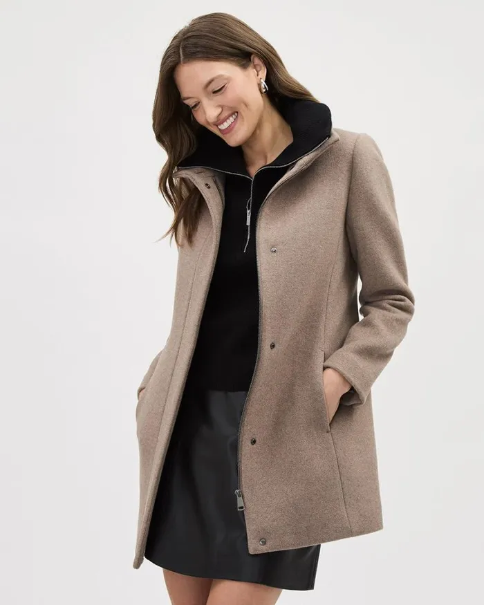 RWandCO Coats and Jackets Classic Wool Coat With High Neckline Fungi 8211 Women RWandCO Coats and Jackets Classic Wool Coat With High Neckline Fungi 8211 Women