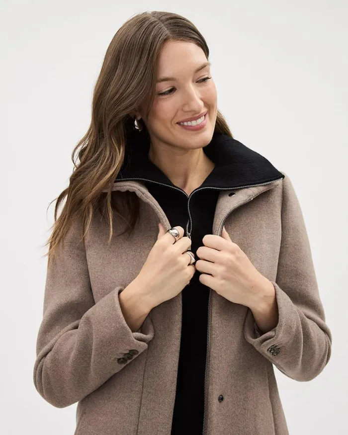 RWandCO Coats and Jackets Classic Wool Coat With High Neckline Fungi 8211 Women RWandCO Coats and Jackets Classic Wool Coat With High Neckline Fungi 8211 Women