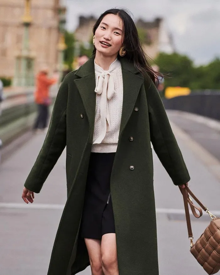 RWandCO Coats and Jackets DoubleBreasted Long Wool Coat Khaki 8211 Women RWandCO Coats and Jackets DoubleBreasted Long Wool Coat Khaki 8211 Women