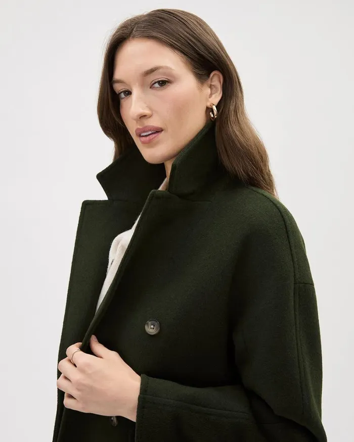 RWandCO Coats and Jackets DoubleBreasted Long Wool Coat Khaki 8211 Women RWandCO Coats and Jackets DoubleBreasted Long Wool Coat Khaki 8211 Women