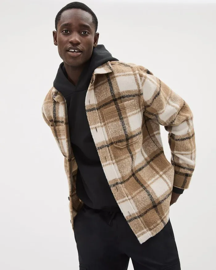 RWandCO Coats and Jackets LongSleeve Plaid Overshirt Zaatar 8211 Men