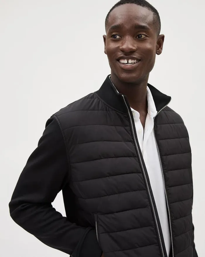 RWandCO Coats and Jackets MixMedia MockNeck Quilted Jacket Black 8211 Men RWandCO Coats and Jackets MixMedia MockNeck Quilted Jacket Black 8211 Men
