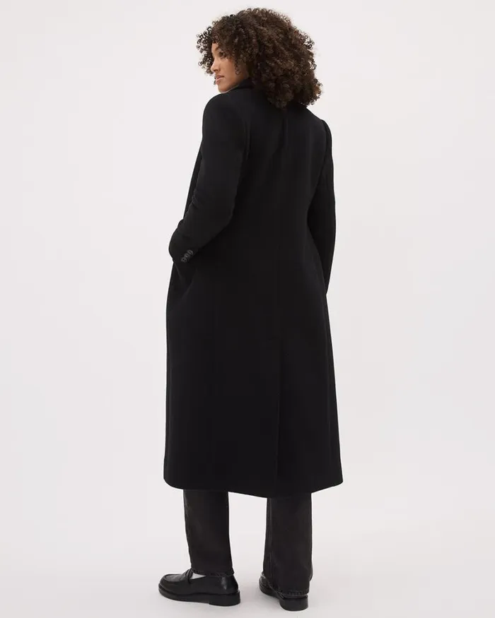RWandCO Coats and Jackets Solid Long DoubleBreasted Wool Coat Black 8211 Women RWandCO Coats and Jackets Solid Long DoubleBreasted Wool Coat Black 8211 Women