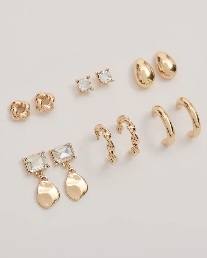 RWandCO Earrings Hoops And Stud Earrings 8211 6 Pairs Gold 8211 Women RWandCO Earrings Hoops And Stud Earrings 8211 6 Pairs Gold 8211 Women