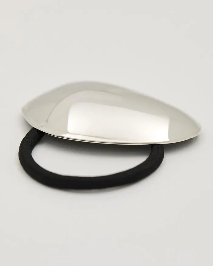 RWandCO Hair Accessories Hair Elastic With Oval Metal Plate Silver 8211 Women RWandCO Hair Accessories Hair Elastic With Oval Metal Plate Silver 8211 Women