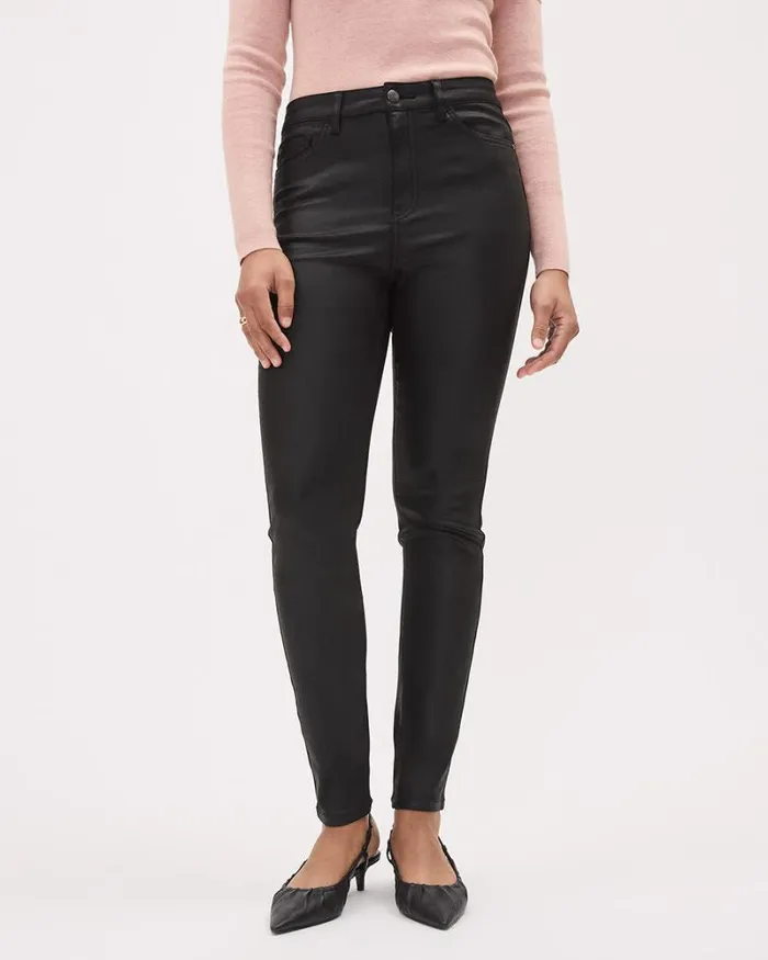 RWandCO Jeans Black HighWaisted Coated Skinny Jeans Black 8211 Women