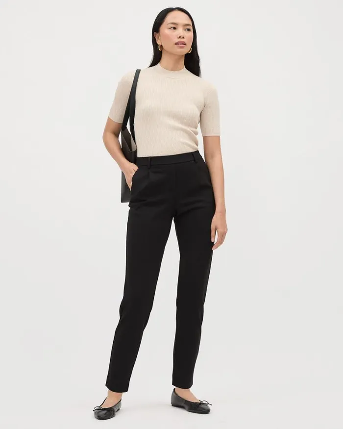 RWandCO Pants Black Luxe Knit MidRise TaperedLeg Pant Black 8211 Women