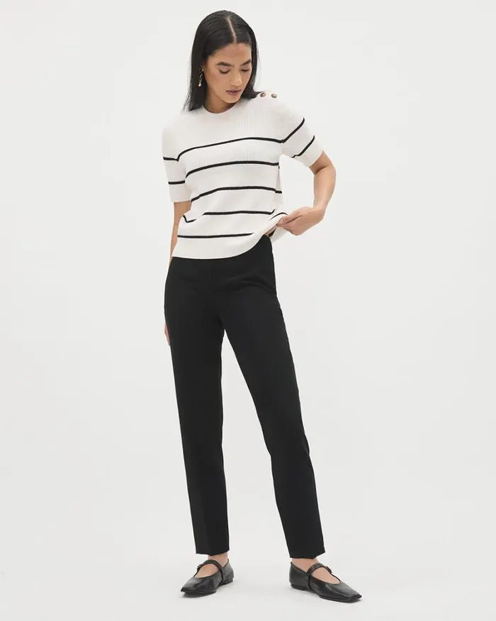 RWandCO Pants Black MidRise TaperedLeg Crepe Pant Black 8211 Women
