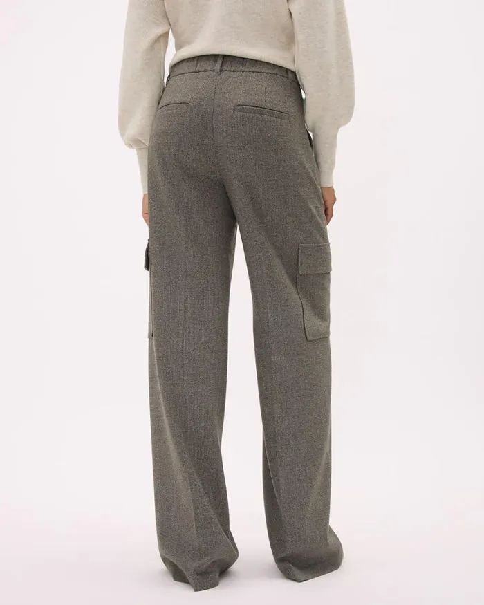 RWandCO Pants HighRise WideLeg Plaid Cargo Pant Black And Brown Pvl Multi 8211 Women