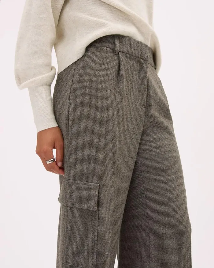 RWandCO Pants HighRise WideLeg Plaid Cargo Pant Black And Brown Pvl Multi 8211 Women