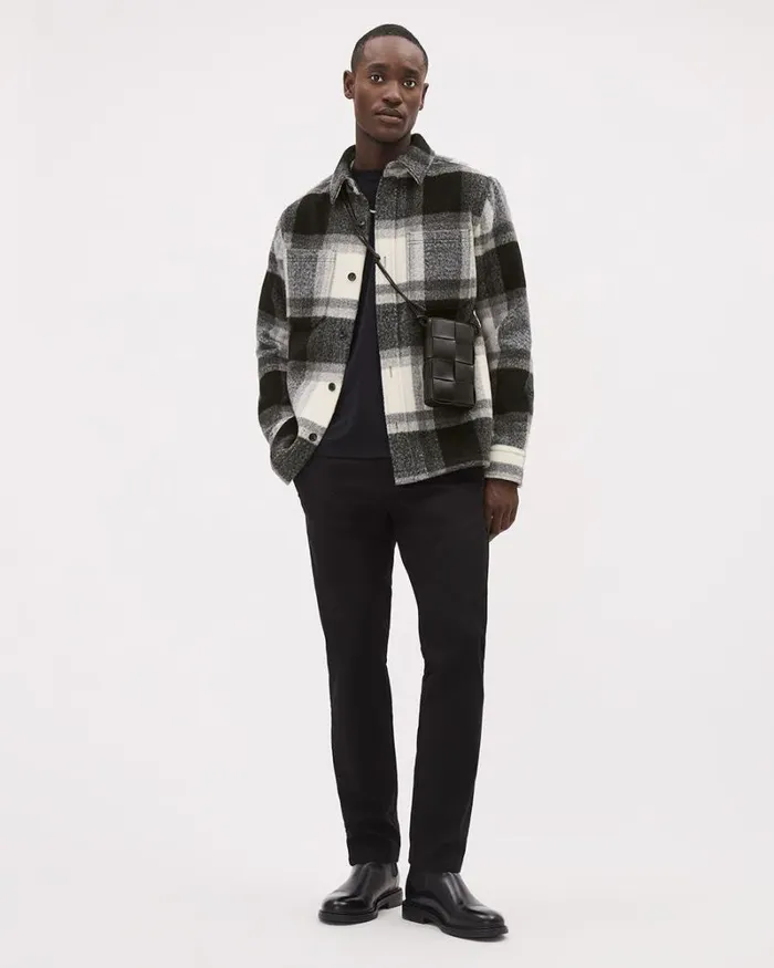 RWandCO Shirts LongSleeve Plaid Overshirt Black And White 8211 Men