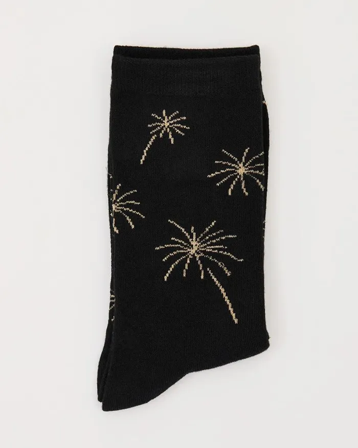 RWandCO Socks and Tights Bamboo Crew Socks With Fireworks Black Multi8211 8211 Women RWandCO Socks and Tights Bamboo Crew Socks With Fireworks Black Multi8211 8211 Women