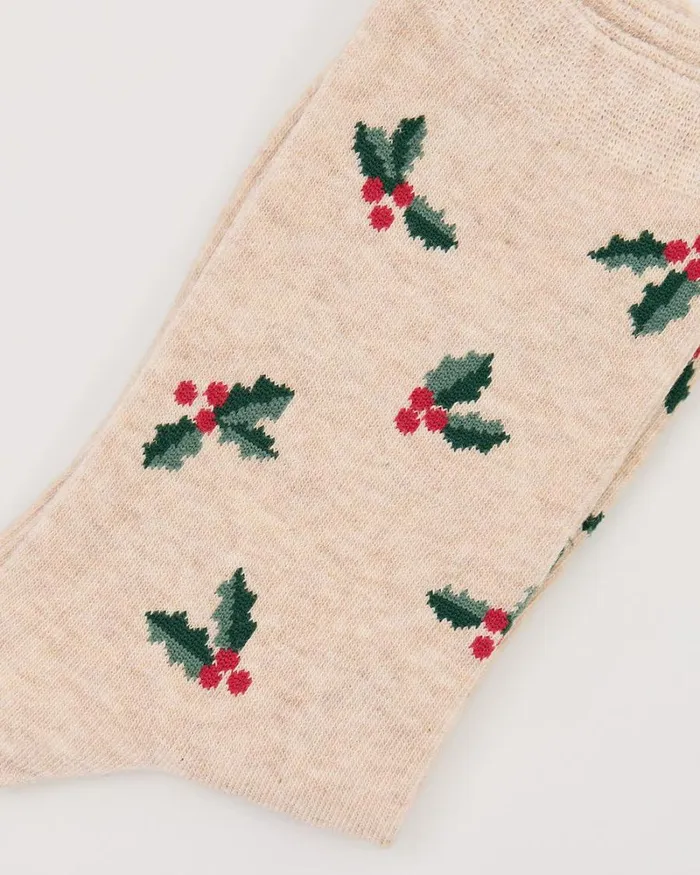 RWandCO Socks and Tights Cotton Socks With Mistletoe Oatmeal Mix8211 8211 Women