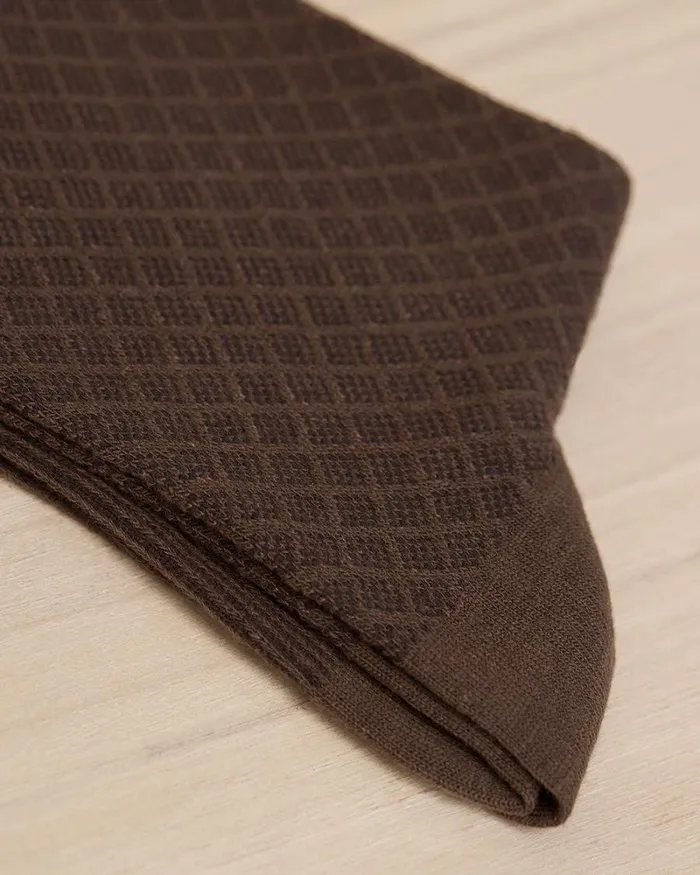 RWandCO Socks Brown Dress Socks With Geometric Pattern Morel 8211 Men RWandCO Socks Brown Dress Socks With Geometric Pattern Morel 8211 Men