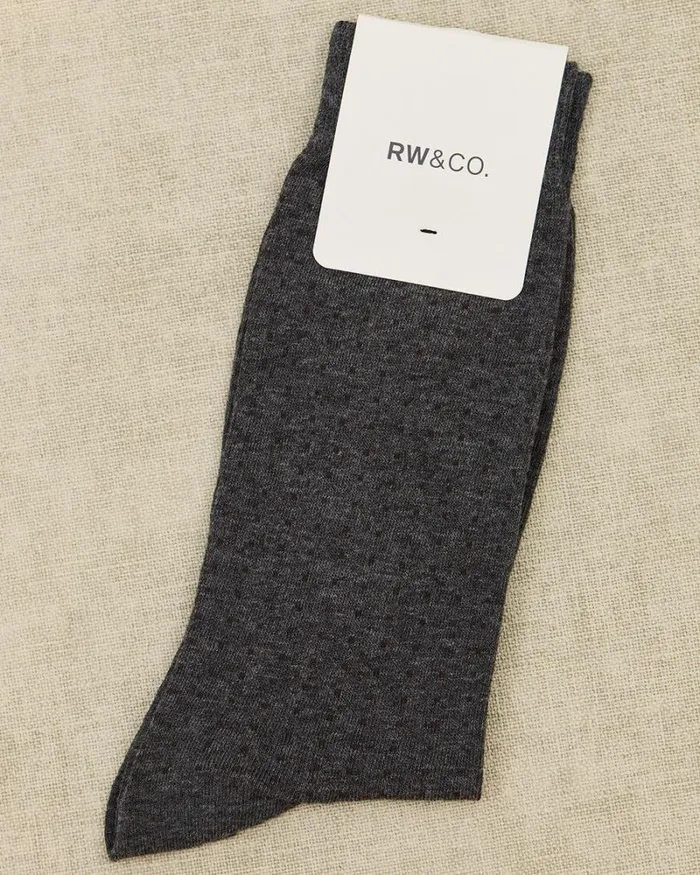 RWandCO Socks Grey Dress Socks With Dotted Pattern Charcoal Heather 8211 Men