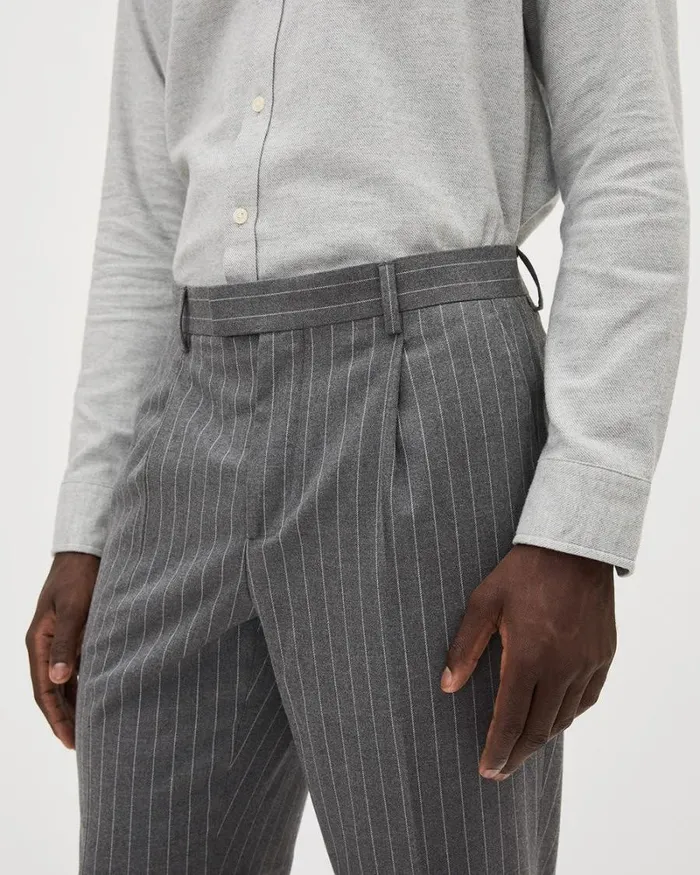 RWandCO Suit Pants Pleated TaperedLeg Striped Suit Pant Med Grey 8211 Men