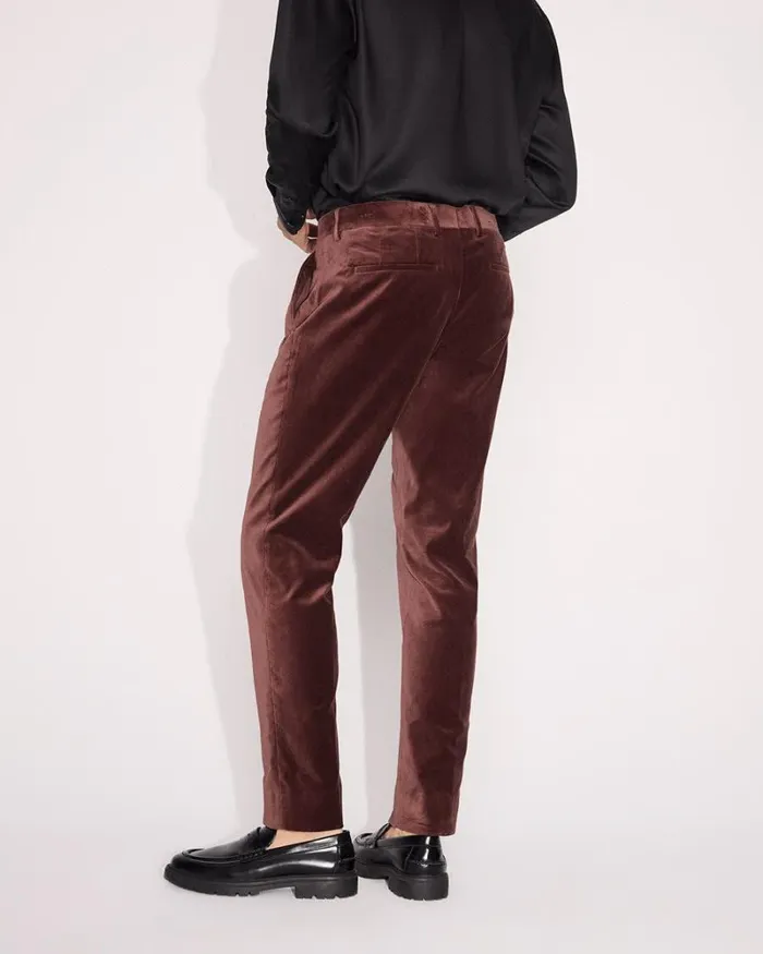 RWandCO Suit Pants SlimFit Velvet Suit Pant Cognac 8211 Men RWandCO Suit Pants SlimFit Velvet Suit Pant Cognac 8211 Men