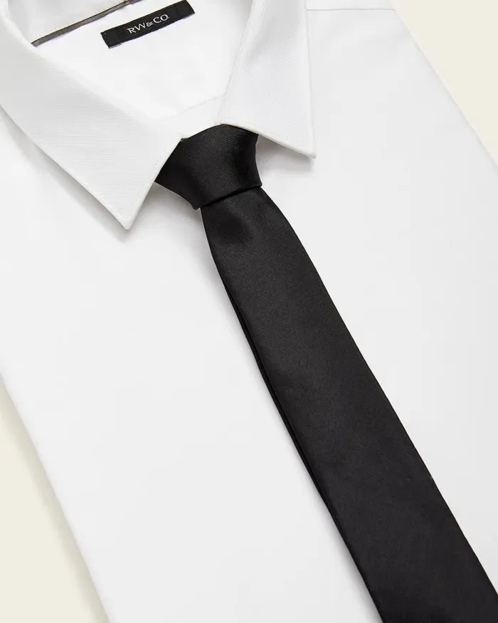 RWandCO Ties and Bow Ties Skinny Dark Solid Tie Black 8211 Men