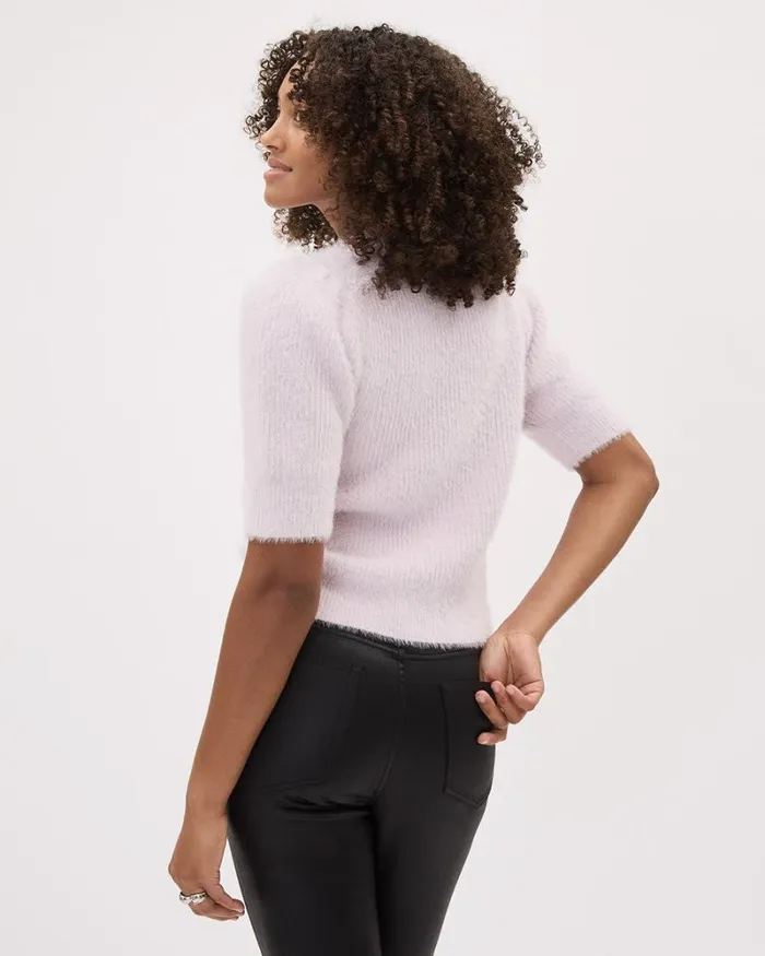 RWandCO Tops ElbowSleeve MockNeck FeatherYarn Pullover With Pearls Orchid Hush 8211 Women RWandCO Tops ElbowSleeve MockNeck FeatherYarn Pullover With Pearls Orchid Hush 8211 Women
