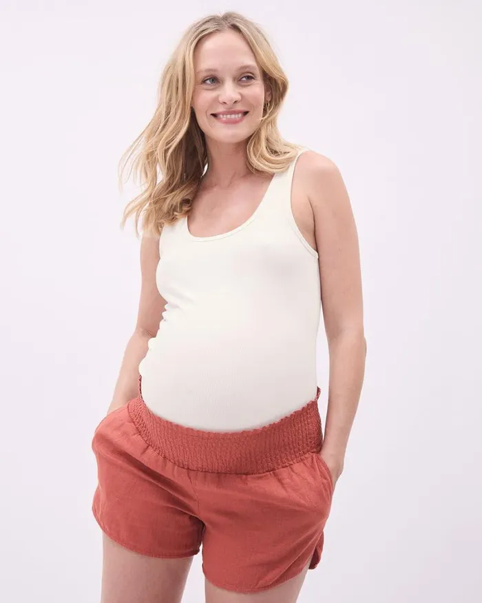 RWandCO Tops Knit Rib CrewNeck Tank Top 8211 Thyme Maternity Snow White 8211 Women RWandCO Tops Knit Rib CrewNeck Tank Top 8211 Thyme Maternity Snow White 8211 Women