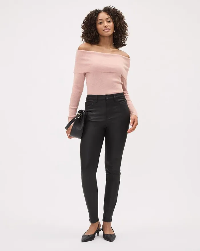 RWandCO Tops LongSleeve OfftheShoulder Fitted Sweater Rose Dust 8211 Women RWandCO Tops LongSleeve OfftheShoulder Fitted Sweater Rose Dust 8211 Women