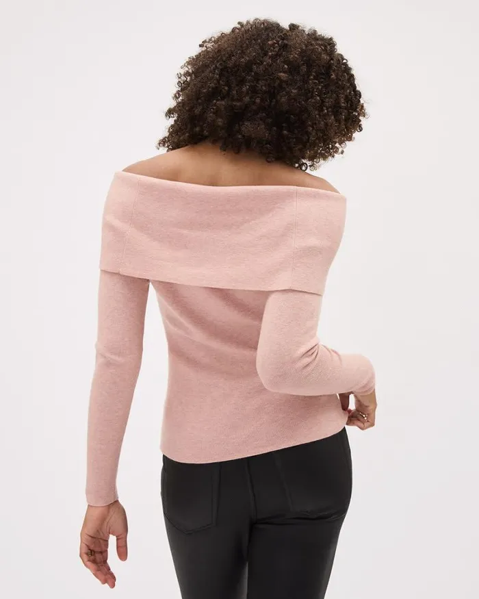 RWandCO Tops LongSleeve OfftheShoulder Fitted Sweater Rose Dust 8211 Women RWandCO Tops LongSleeve OfftheShoulder Fitted Sweater Rose Dust 8211 Women