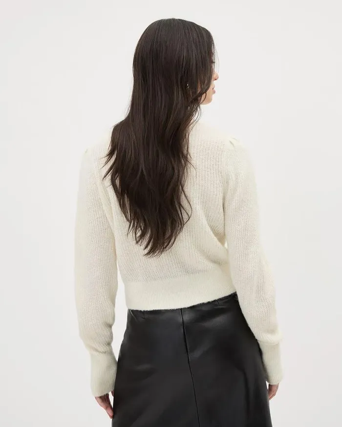 RWandCO Tops LongSleeve VNeck Cardigan With Bows Snow White 8211 Women RWandCO Tops LongSleeve VNeck Cardigan With Bows Snow White 8211 Women