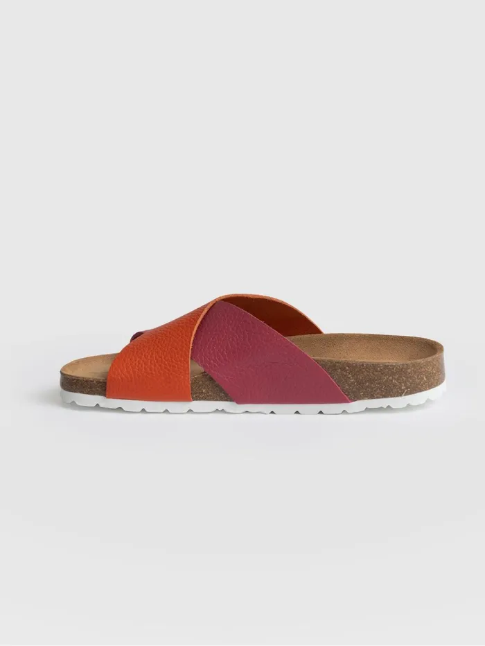Saint And Sofia All Sandals Women Cross Over Slides 8211 Orange and Pink Orange and Pink