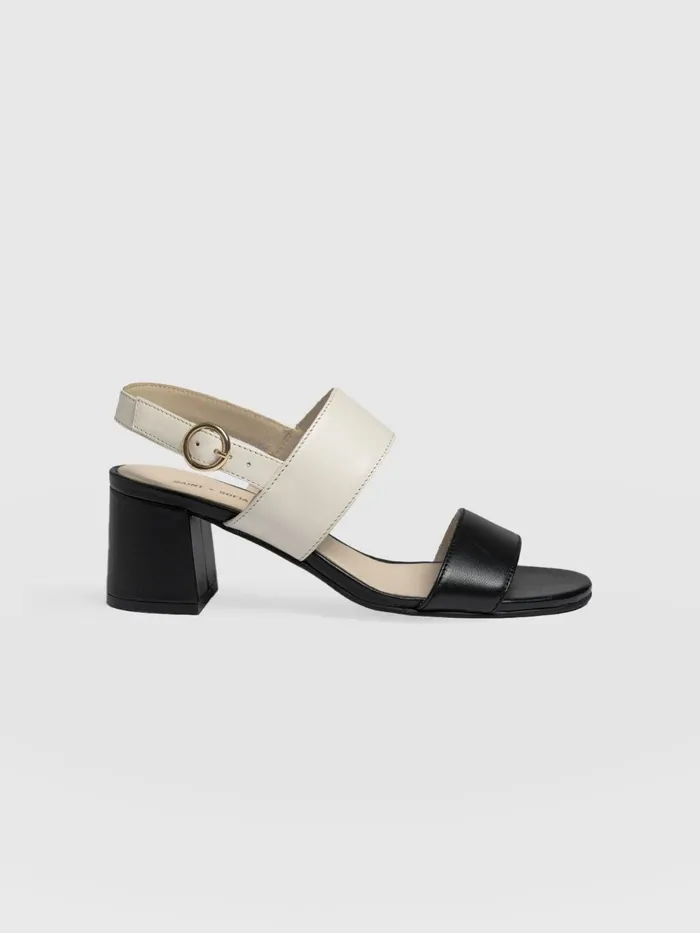 Saint And Sofia All Sandals Women Maida Block Heeled Sandal 8211 Cream and Black Cream and Black