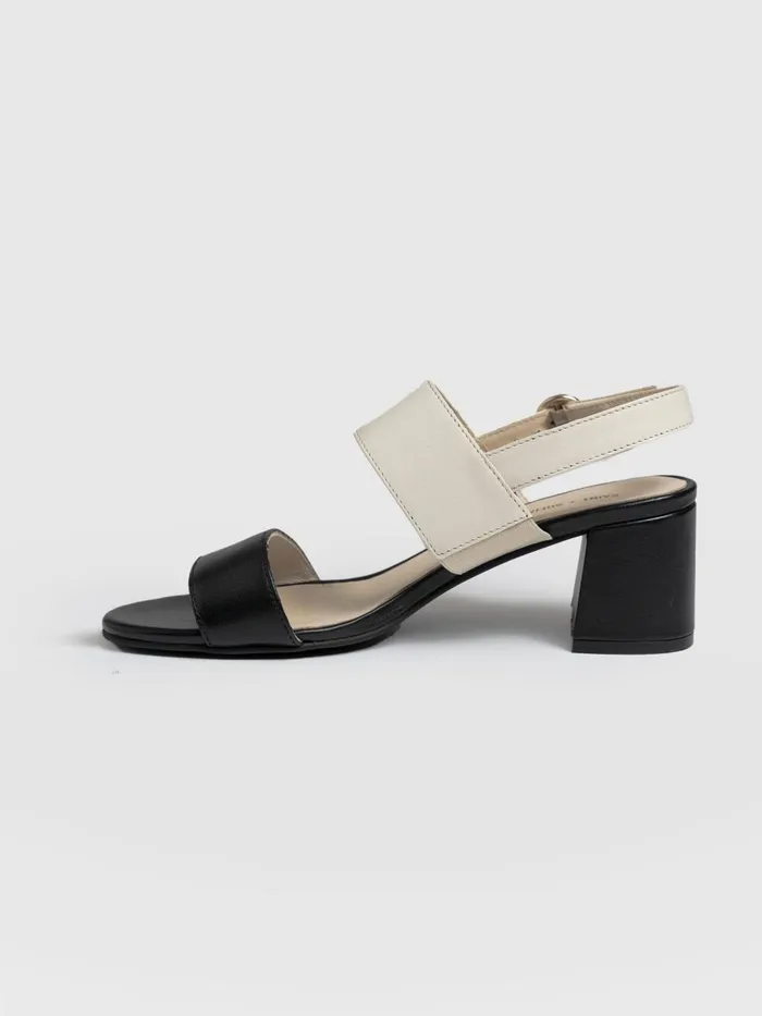 Saint And Sofia All Sandals Women Maida Block Heeled Sandal 8211 Cream and Black Cream and Black