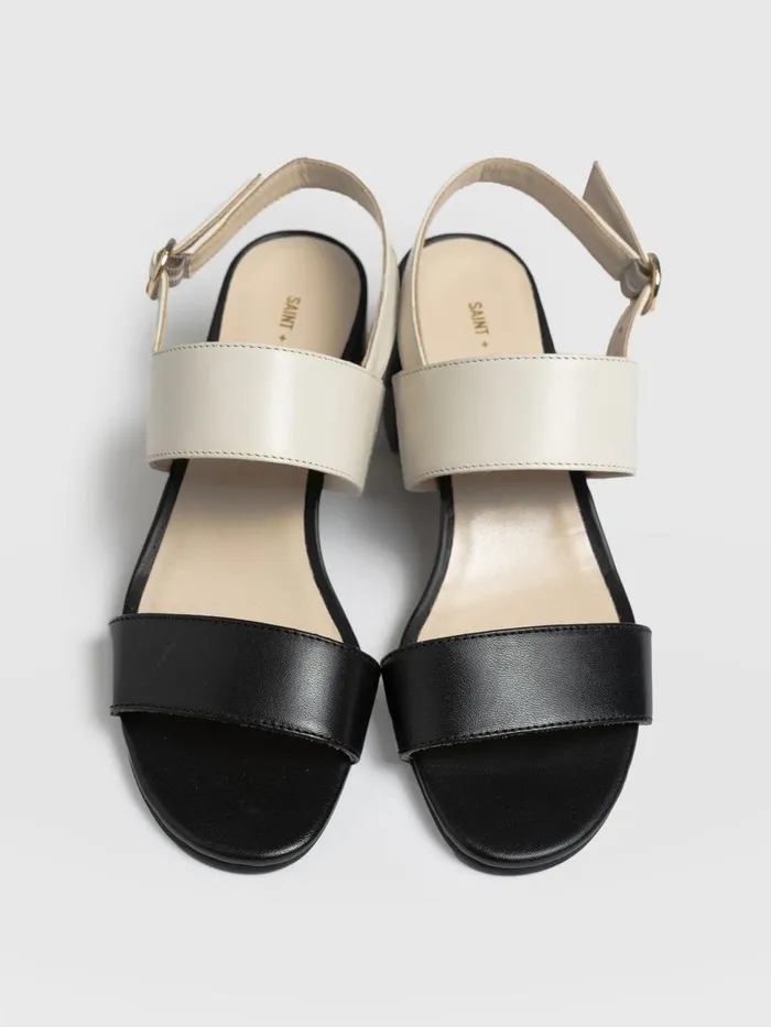 Saint And Sofia All Sandals Women Maida Block Heeled Sandal 8211 Cream and Black Cream and Black