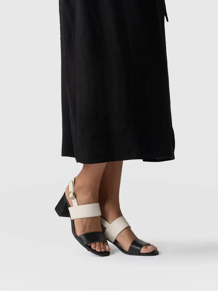 Saint And Sofia All Sandals Women Maida Block Heeled Sandal 8211 Cream and Black Cream and Black