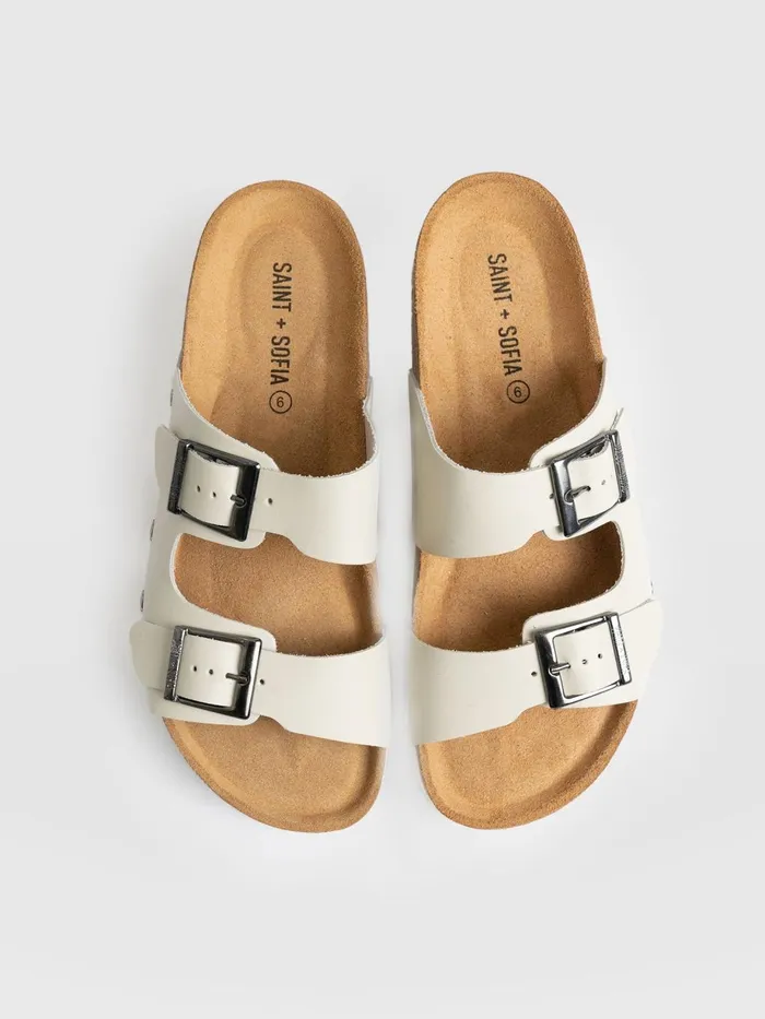Saint And Sofia All Sandals Women Sutton Slide 8211 Cream Studded Cream Studded