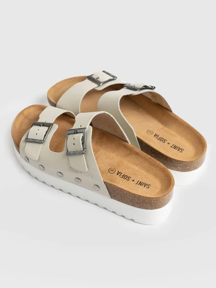 Saint And Sofia All Sandals Women Sutton Slide 8211 Cream Studded Cream Studded