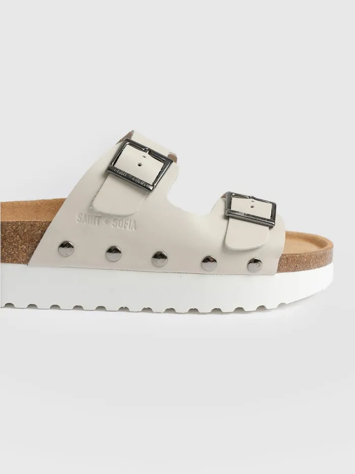 Saint And Sofia All Sandals Women Sutton Slide 8211 Cream Studded Cream Studded