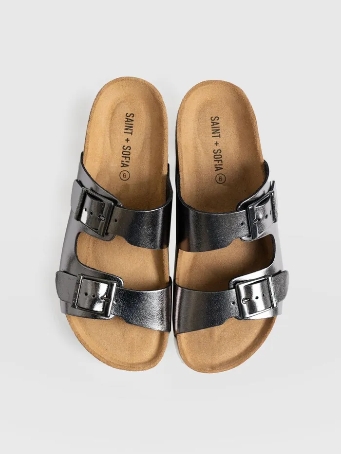 Saint And Sofia All Sandals Women Sutton Slide 8211 Gunmetal Gunmetal