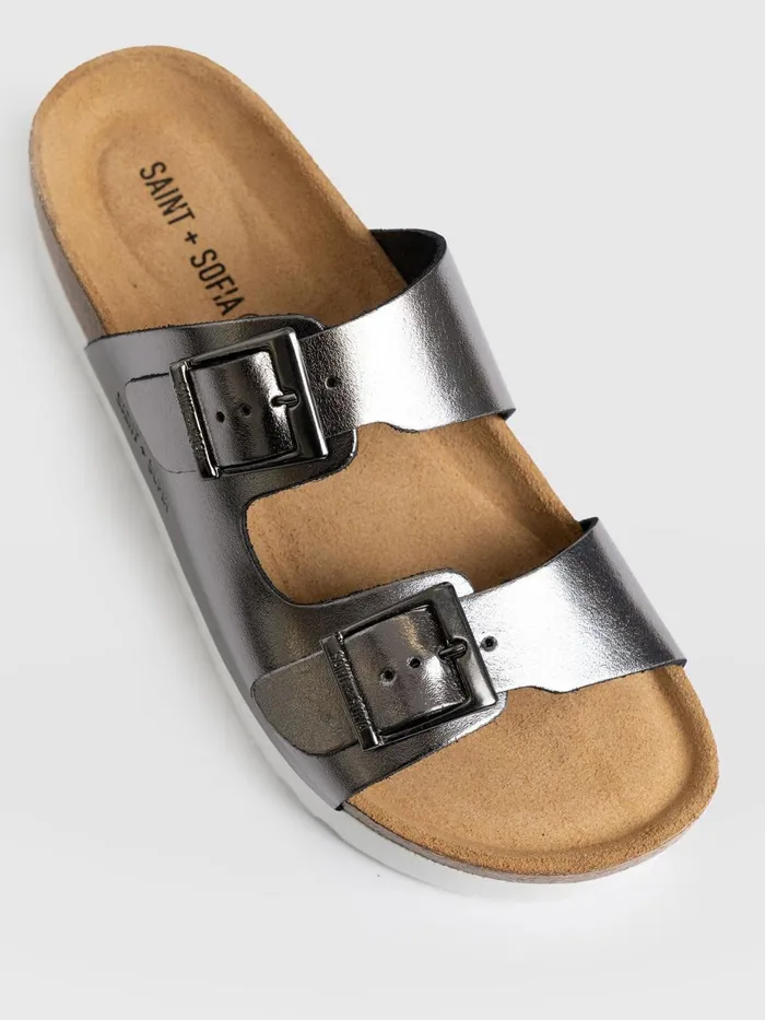 Saint And Sofia All Sandals Women Sutton Slide 8211 Gunmetal Gunmetal