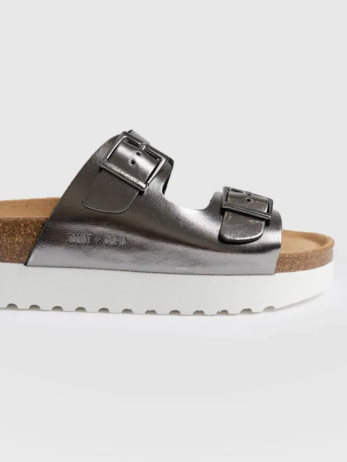 Saint And Sofia All Sandals Women Sutton Slide 8211 Gunmetal Gunmetal