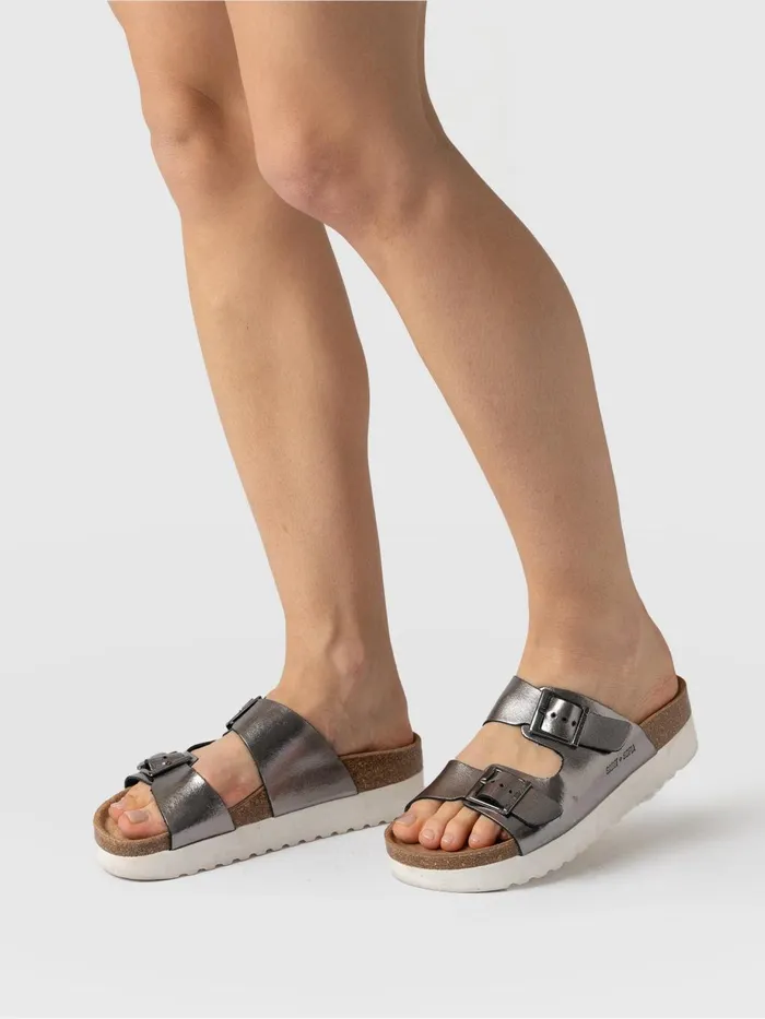 Saint And Sofia All Sandals Women Sutton Slide 8211 Gunmetal Gunmetal