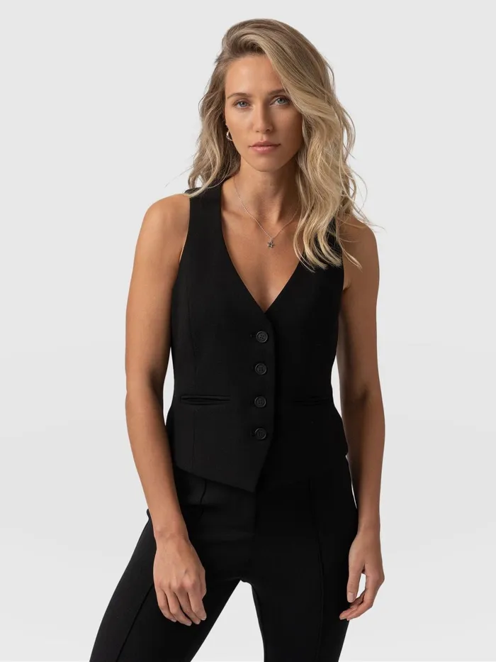 Saint And Sofia Blazers Women Astrid Vest 8211 Black Black
