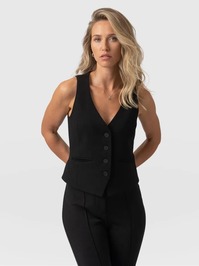 Saint And Sofia Blazers Women Astrid Vest 8211 Black Black
