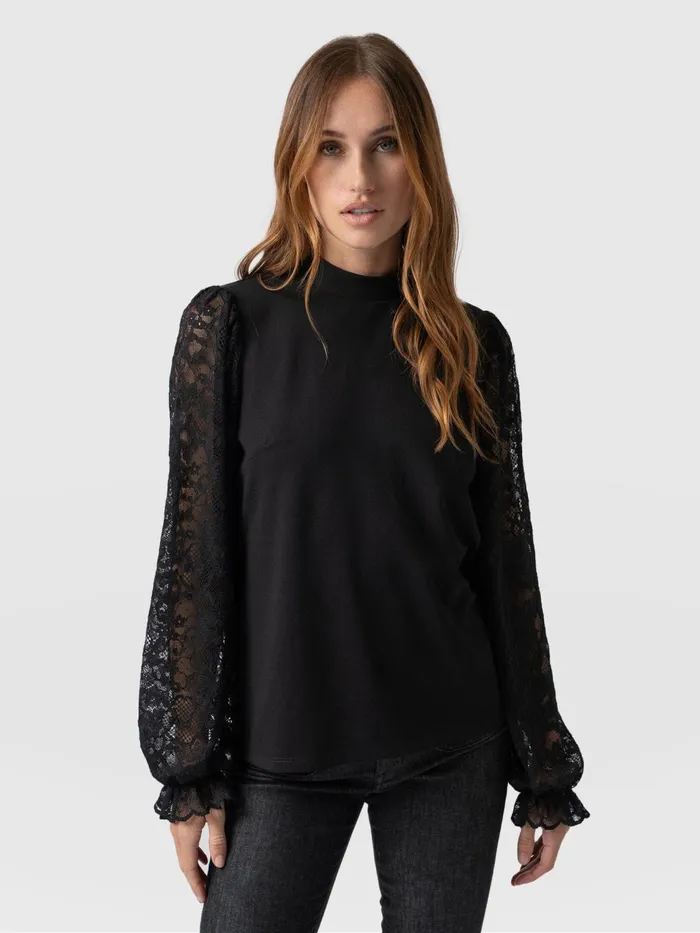 Saint And Sofia Blouses and Shirts Women Lace Penny Puff Long Sleeve Top 8211 Black Black Saint And Sofia Blouses and Shirts Women Lace Penny Puff Long Sleeve Top 8211 Black Black