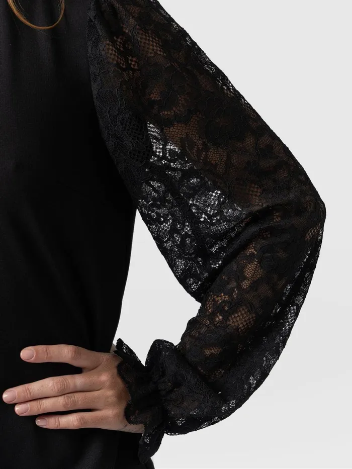 Saint And Sofia Blouses and Shirts Women Lace Penny Puff Long Sleeve Top 8211 Black Black