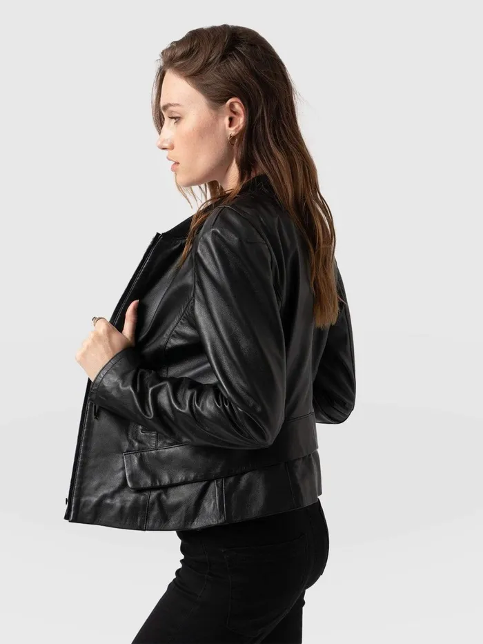 Saint And Sofia Coats and Jackets Women Blane Leather Jacket 8211 Black Black