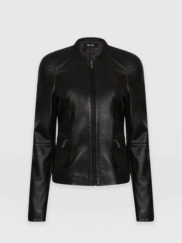 Saint And Sofia Coats and Jackets Women Blane Leather Jacket 8211 Black Black
