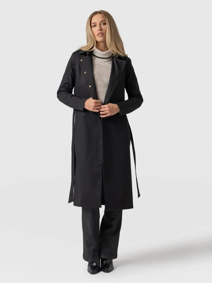 Saint And Sofia Coats and Jackets Women Classic Trench Coat 8211 Black Black