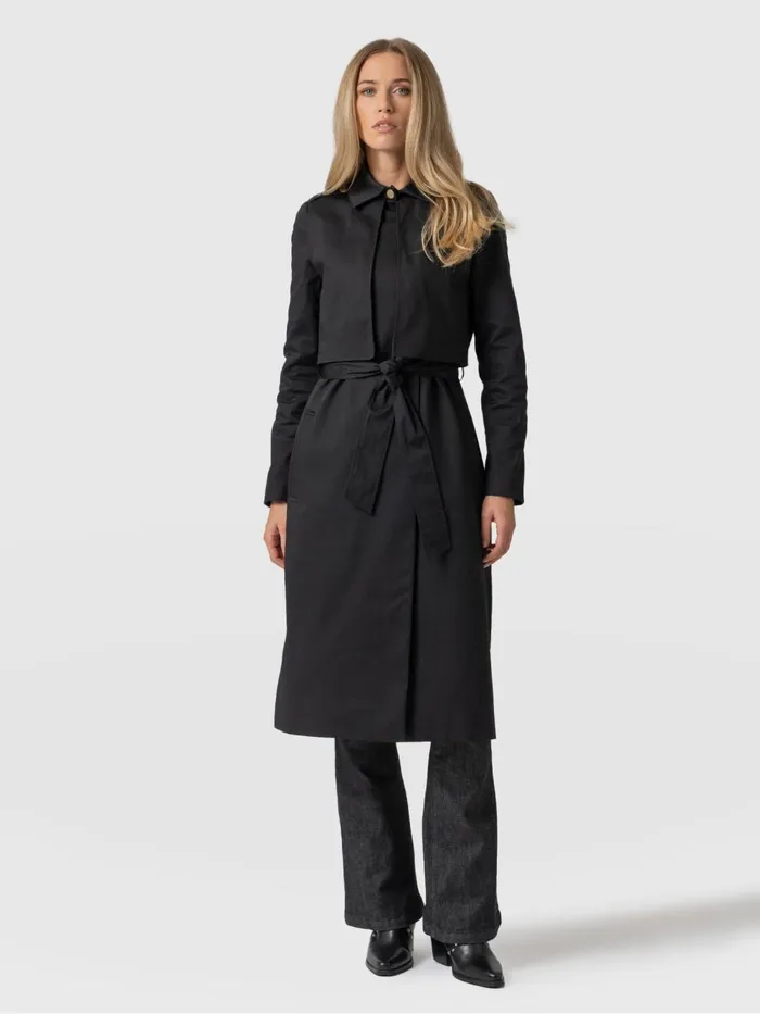 Saint And Sofia Coats and Jackets Women Classic Trench Coat 8211 Black Black