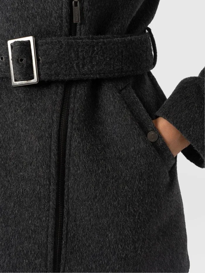 Saint And Sofia Coats and Jackets Women Daltrey Biker Coat 8211 Charcoal Charcoal